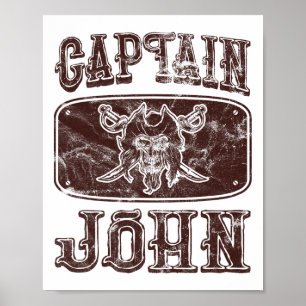 Vintage Captain John Personalised Pirate Pontoon B Poster