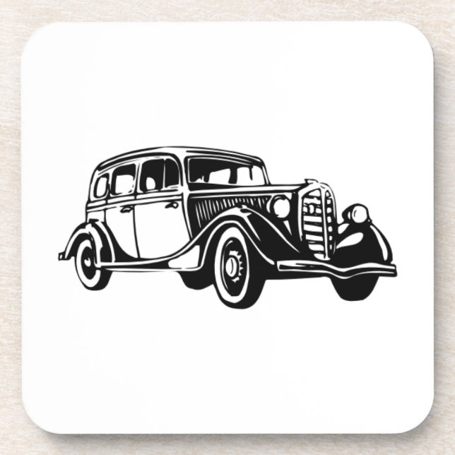 Vintage Car 1930s Cork Coasters (Front)