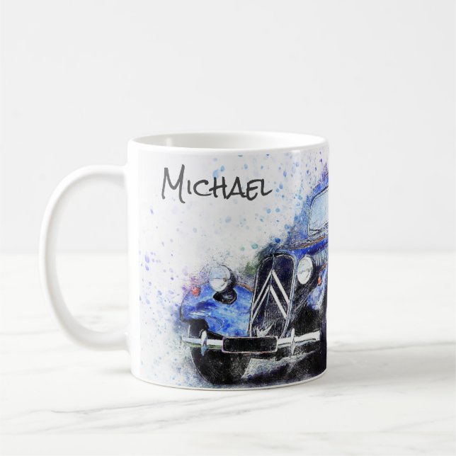 Vintage Car Abstract Graphic Coffee Mug (Left)