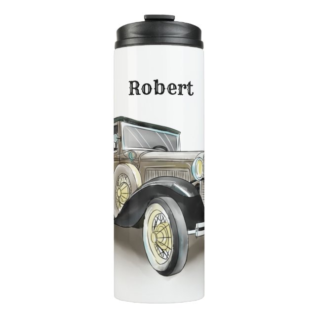 Vintage Car  - Add Name - Coffee  Thermal Tumbler (Front)