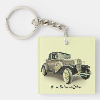 Vintage Car - Add Name Details or Delete Text -  Key Ring