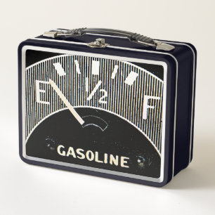 Vintage Car Analogue Gas Gauge Metal Lunch Box