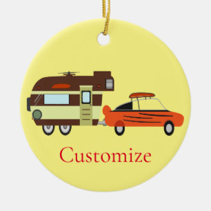 Vintage Car and Camper Thunder_Cove Ceramic Tree Decoration