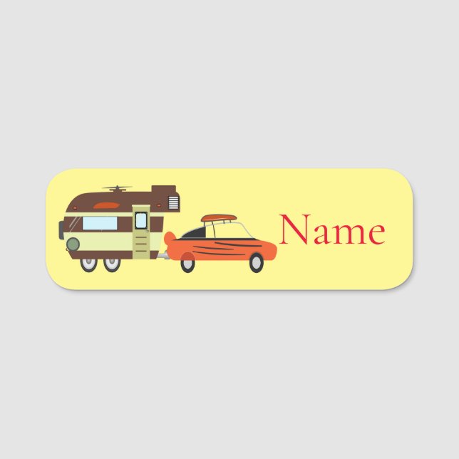 Vintage Car and Camper Thunder_Cove Name Tag (Front)