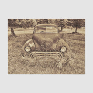 Vintage Car Antique Rustic Sepia Brown Decoupage Tissue Paper