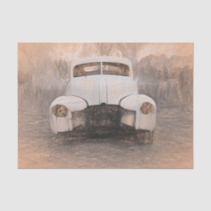 Vintage Car Antique Rustic Sketch Art Decoupage Tissue Paper