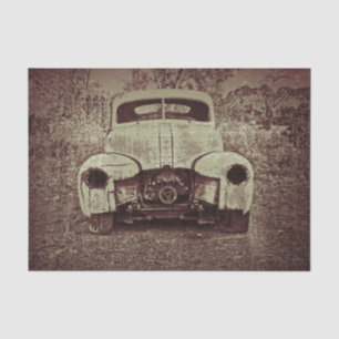 Vintage Car Antique Rustic Texture Sepia Decoupage Tissue Paper