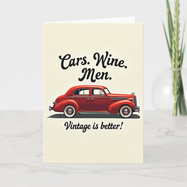 Vintage Car Birthday Card (Front)