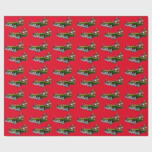 Vintage Car Black Santa! Wrapping Paper