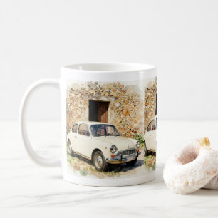 Vintage Car by Stone Building Coffee Mug