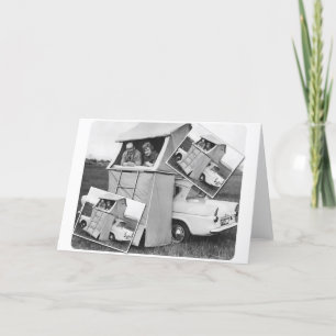Vintage Car Camping Caravan Card