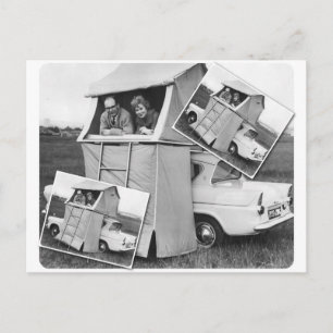 Vintage Car Camping Caravan Postcard