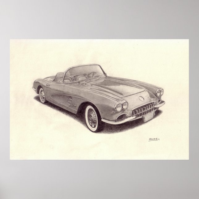 Vintage Car: Chevrolet Corvette Poster (Front)
