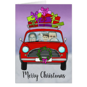 Vintage Car Christmas customisable photo card