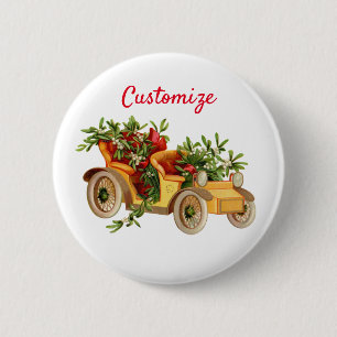 Vintage Car Christmas Mistletoe Thunder_Cove 6 Cm Round Badge