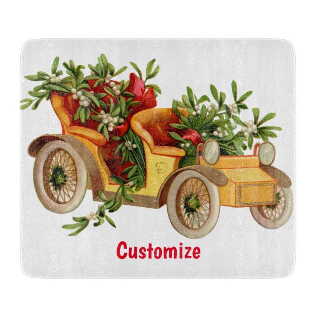Vintage Car Christmas Mistletoe Thunder_Cove   Cutting Board (Front)