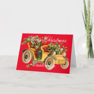 Vintage Car Christmas Mistletoe Thunder_Cove   Holiday Card