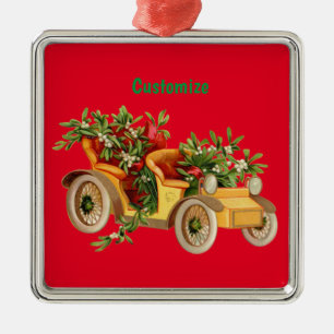 Vintage Car Christmas Mistletoe Thunder_Cove Metal Tree Decoration