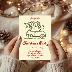 Vintage Car Christmas Party Invitation