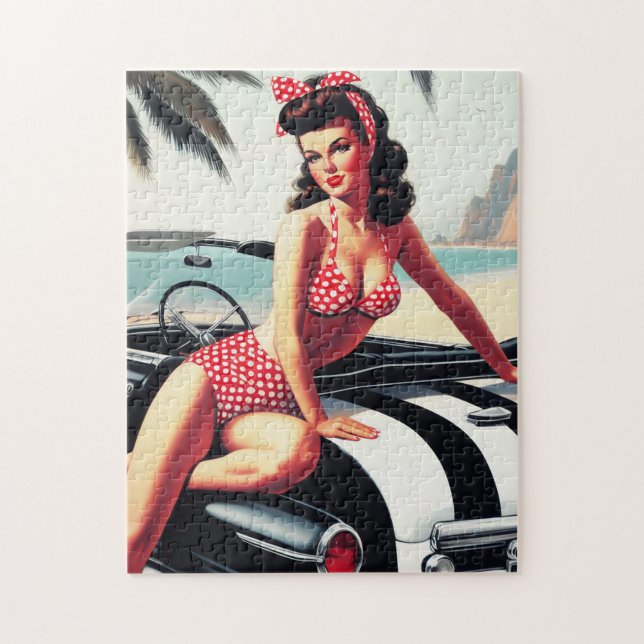 Vintage Car Classic Pin Up Jigsaw Puzzle (Vertical)