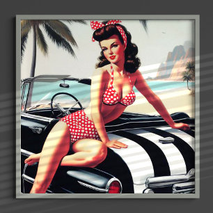 Vintage Car Classic Pin Up Poster