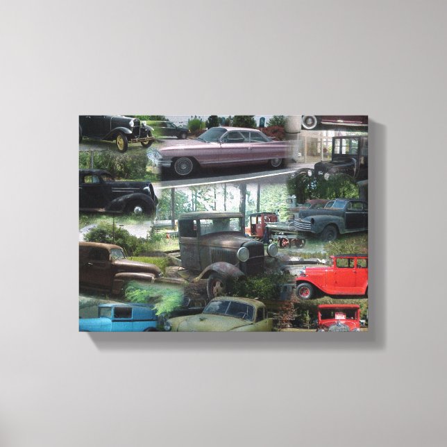 Vintage Car Collage Canvas Print (Front)