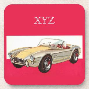 Vintage car custom monogram coasters