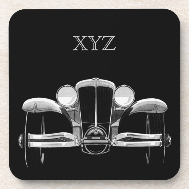 Vintage car custom monogram coasters (Front)