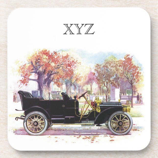Vintage car custom monogram coasters (Front)