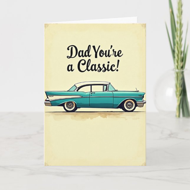 Vintage Car Dad Tribute Card (Front)
