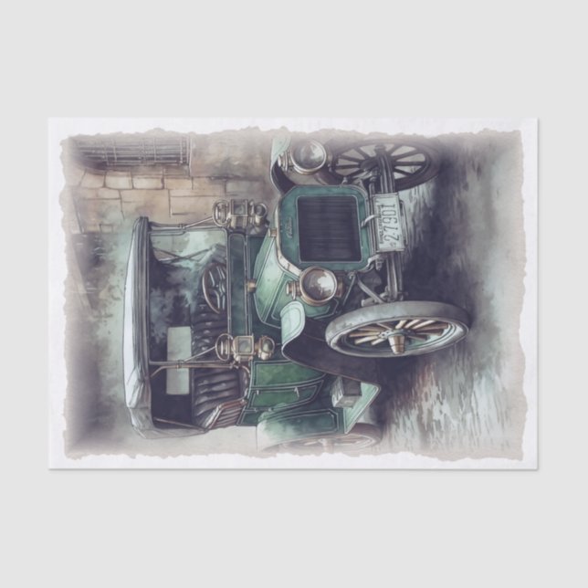 Vintage Car Decoupage Tissue Paper (Front)