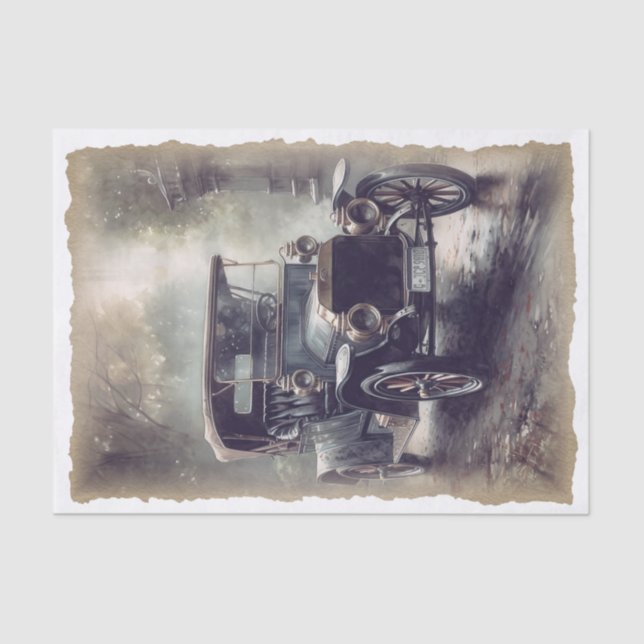 Vintage Car Decoupage Tissue Paper (Front)