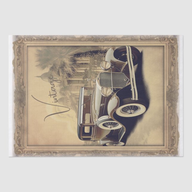 Vintage Car Decoupage Tissue Paper (Front)