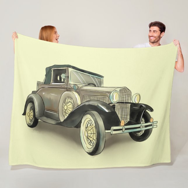 Vintage Car  Fleece Blanket (In Situ)