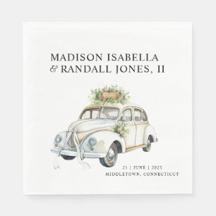Vintage Car Floral Bridal Shower Napkins