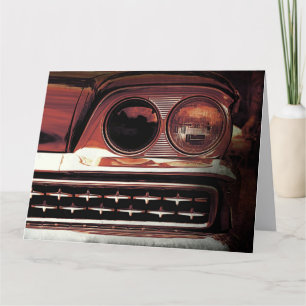 Vintage Car Grill Headlights Big Birthday Card