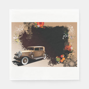 Vintage Car Grunge Retro Automobile Napkin