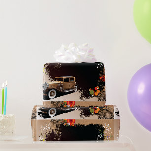 Vintage Car Grunge Retro Automobile Wrapping Paper