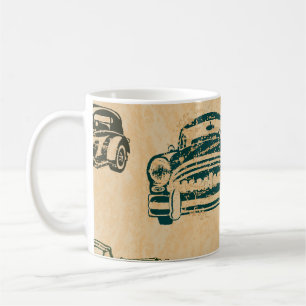 Vintage Car Illustration Background Pattern Coffee Mug