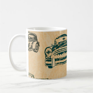 Vintage Car Illustration Background Pattern Coffee Mug