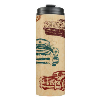 Vintage Car Illustration Background Pattern Thermal Tumbler