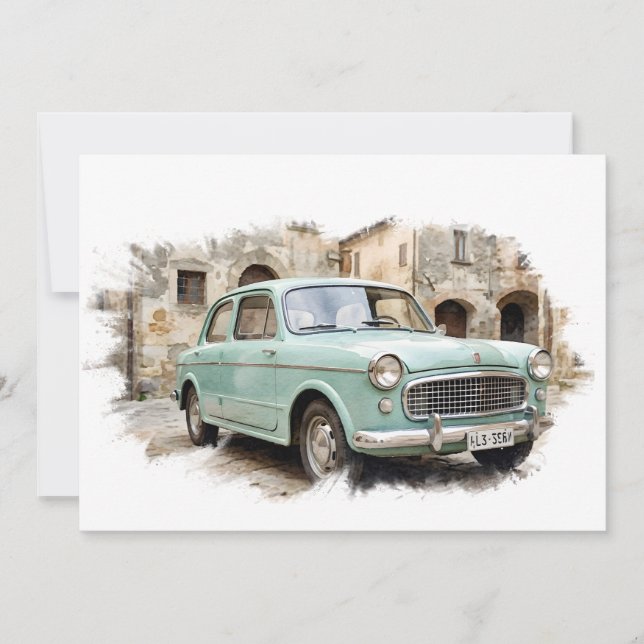 Vintage Car in Rustic Setting Invitation (Front)