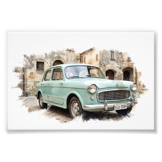 Vintage Car in Rustic Setting Photo Print (Front)