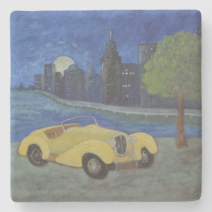 Vintage Car In The City Stone Coaster
