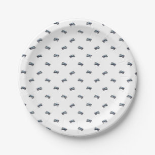 Vintage Car Motif Print Pattern Paper Plate