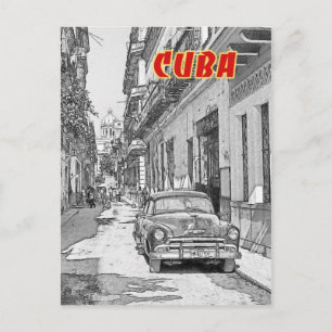 Vintage car on the Havana street Postcard