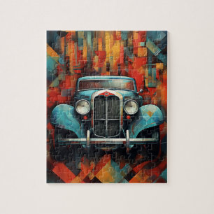 Vintage Car Painting Abstract Art Jigsaw Puzzle