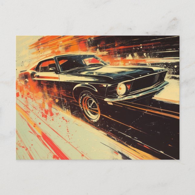 Vintage car painting  postcard (Front)