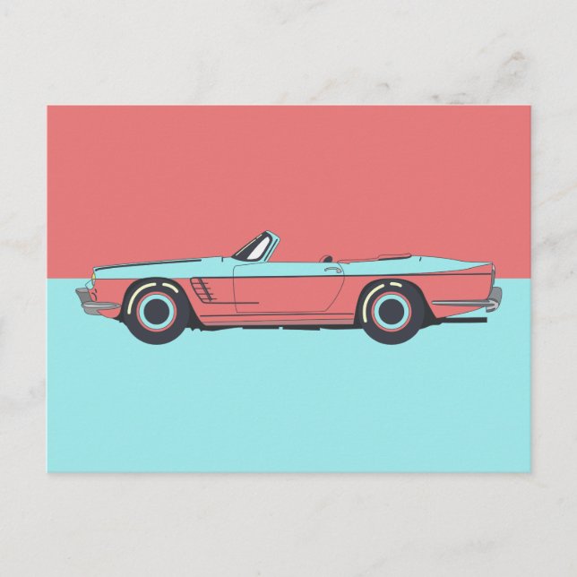 Vintage car pastel colour  postcard (Front)