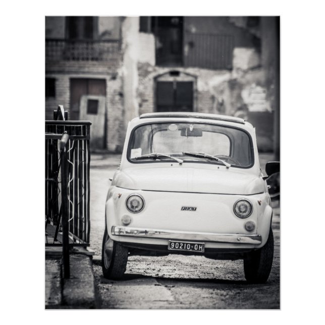 Vintage car Perfect Poster | Fiat 500 | Rome Italy (Front)